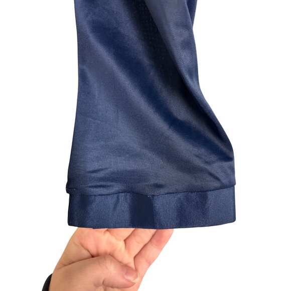 Vintage Blue Swan Nylon Satinette Button-Up Shirt Bodysuit With Pointed Collar L - Picture 7 of 13